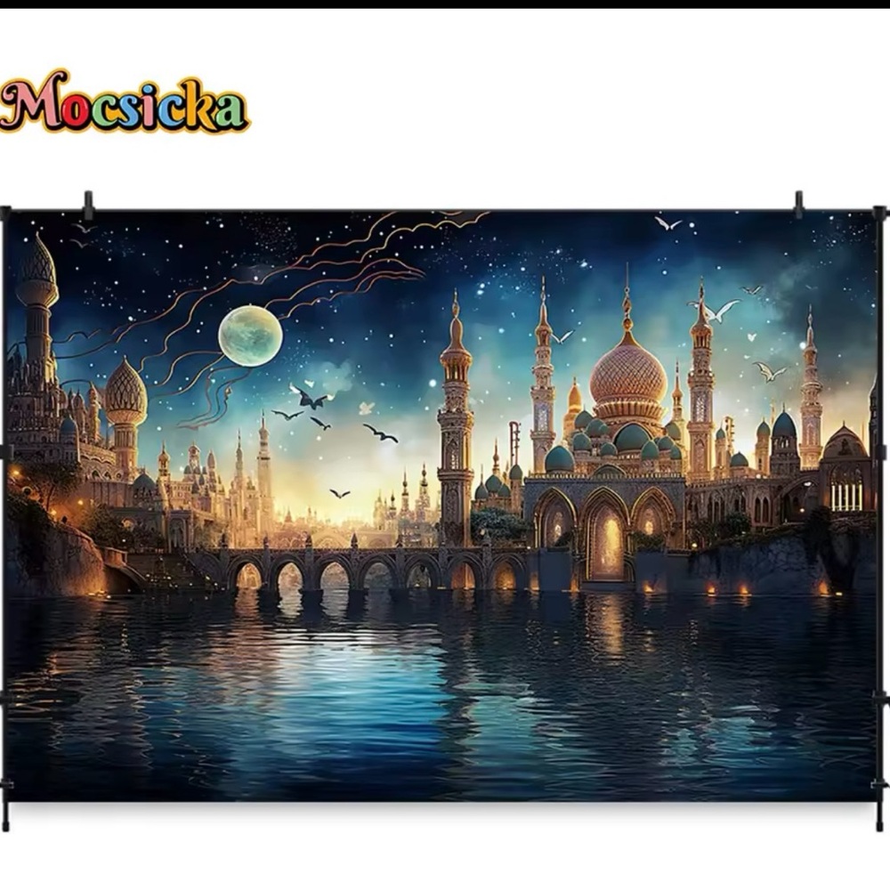 Blue Nightscape  background size 10x8 ft